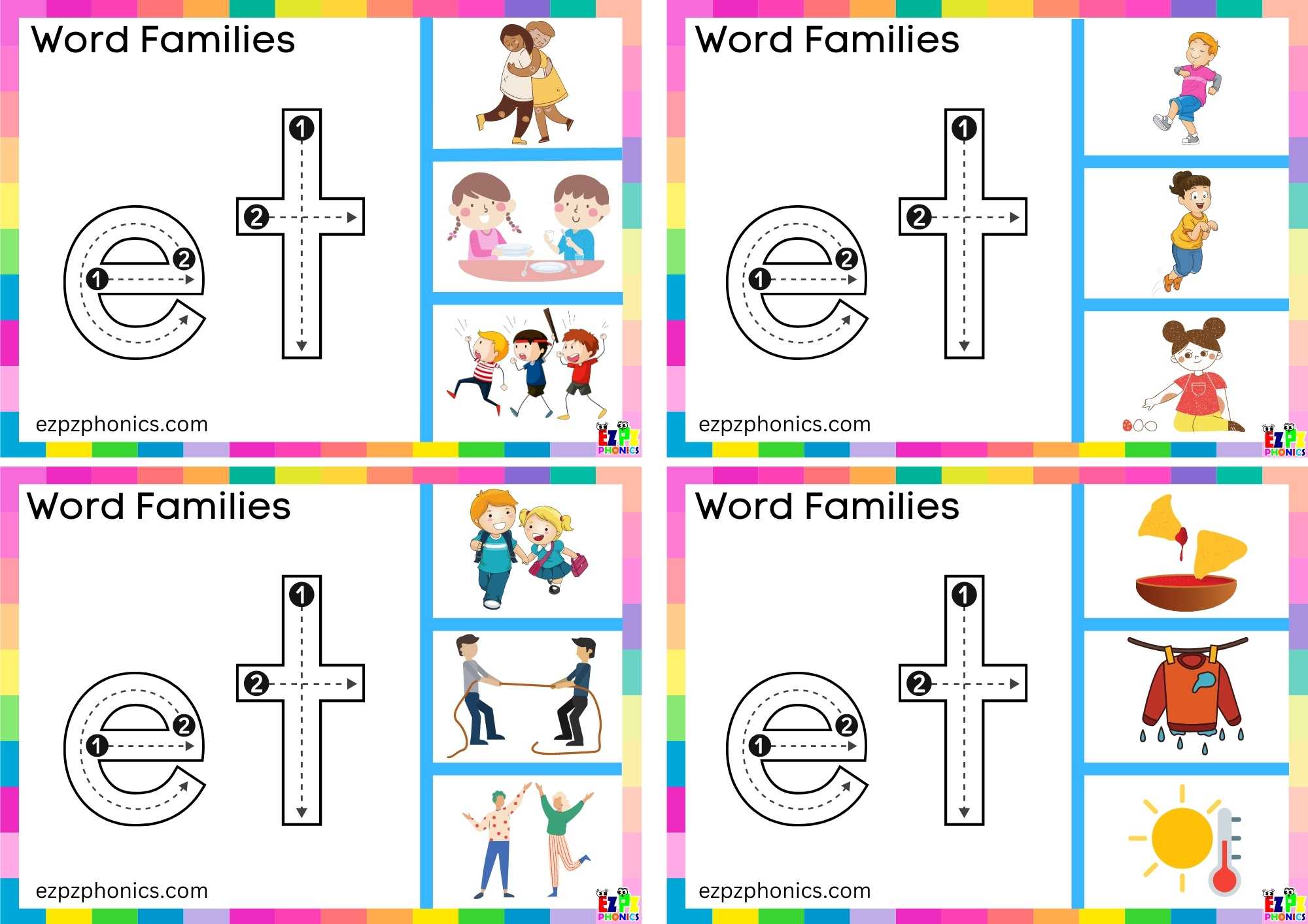 et Word Family Trace the letters and clip the image clip cards group 2